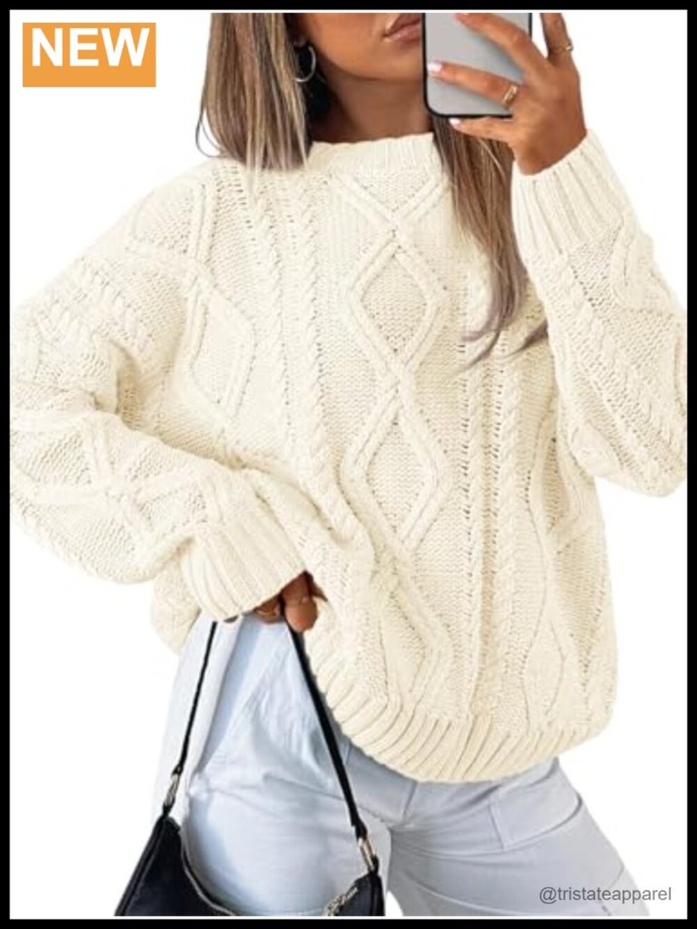 Women's Oversized Cable Knit Chunky Pullover Sweater